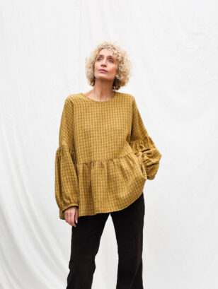 Linen Oversized Dropped Shoulders Peplum Blouse EVE | Blouse | Sustainable clothing | OffOn clothing