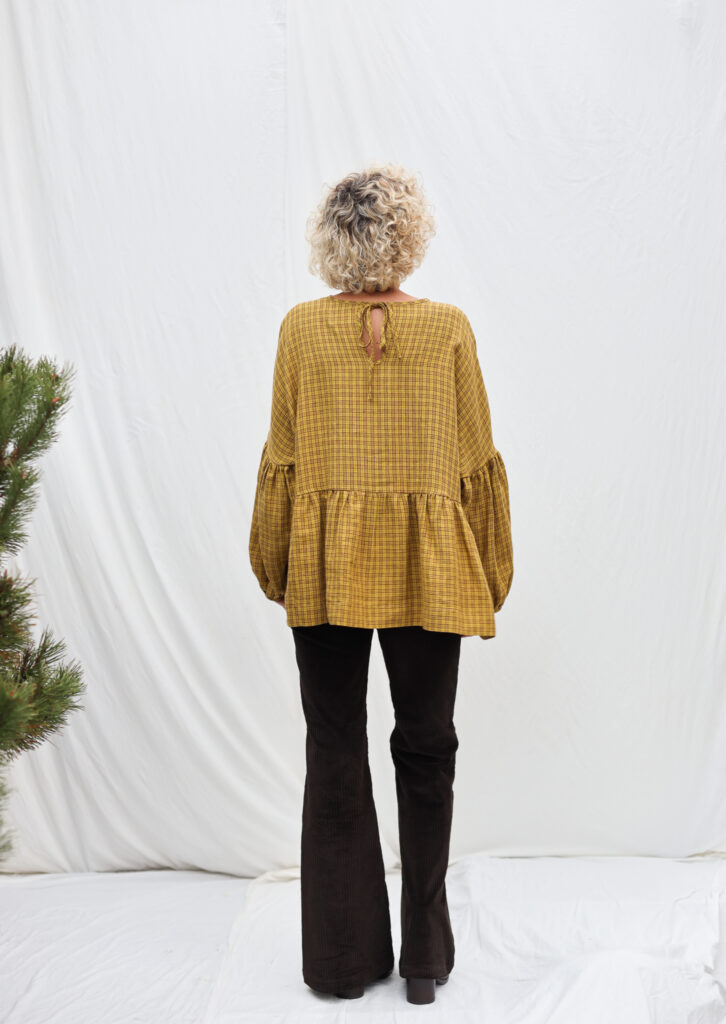 Linen Oversized Dropped Shoulders Peplum Blouse EVE - Image 2