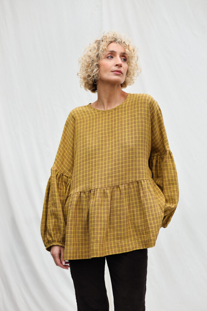 Linen Oversized Dropped Shoulders Peplum Blouse EVE - Image 3