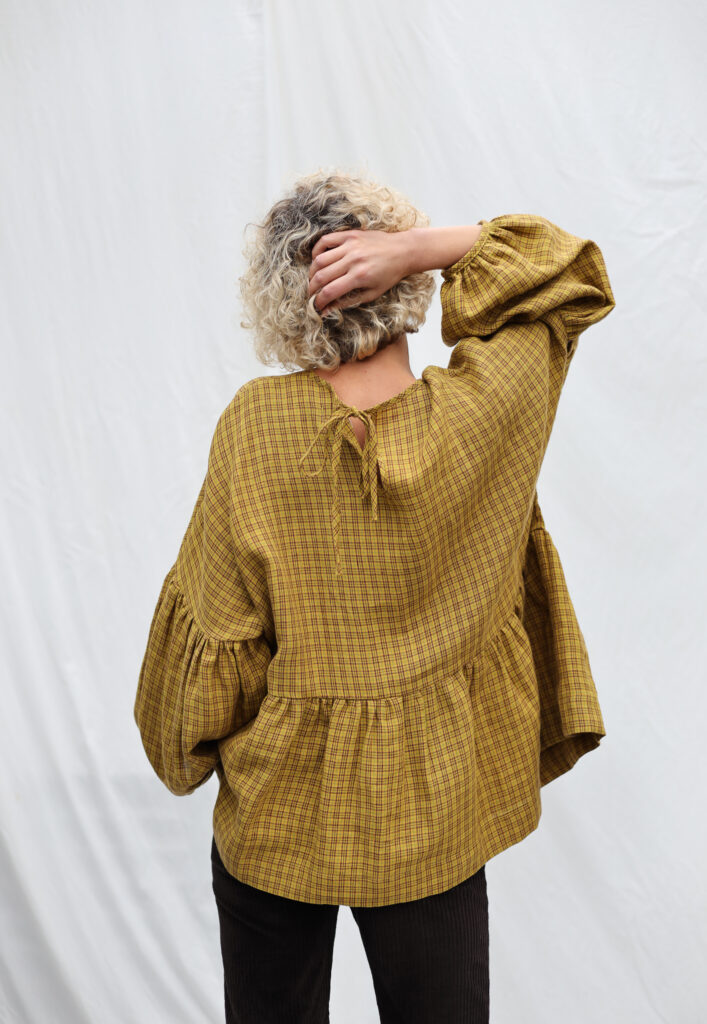 Linen Oversized Dropped Shoulders Peplum Blouse EVE - Image 4