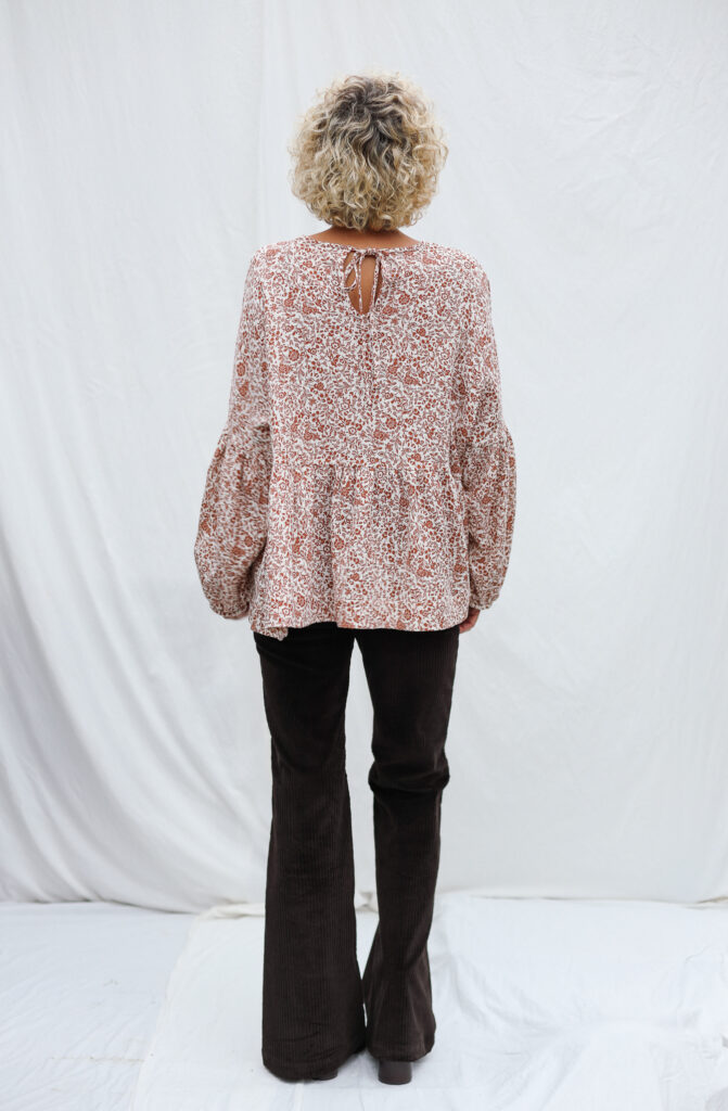 Oversized Dropped Shoulders Floral Double Gauze Blouse EVE - Image 2