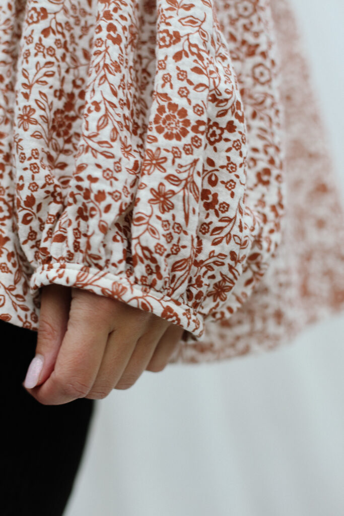 Oversized Dropped Shoulders Floral Double Gauze Blouse EVE - Image 4