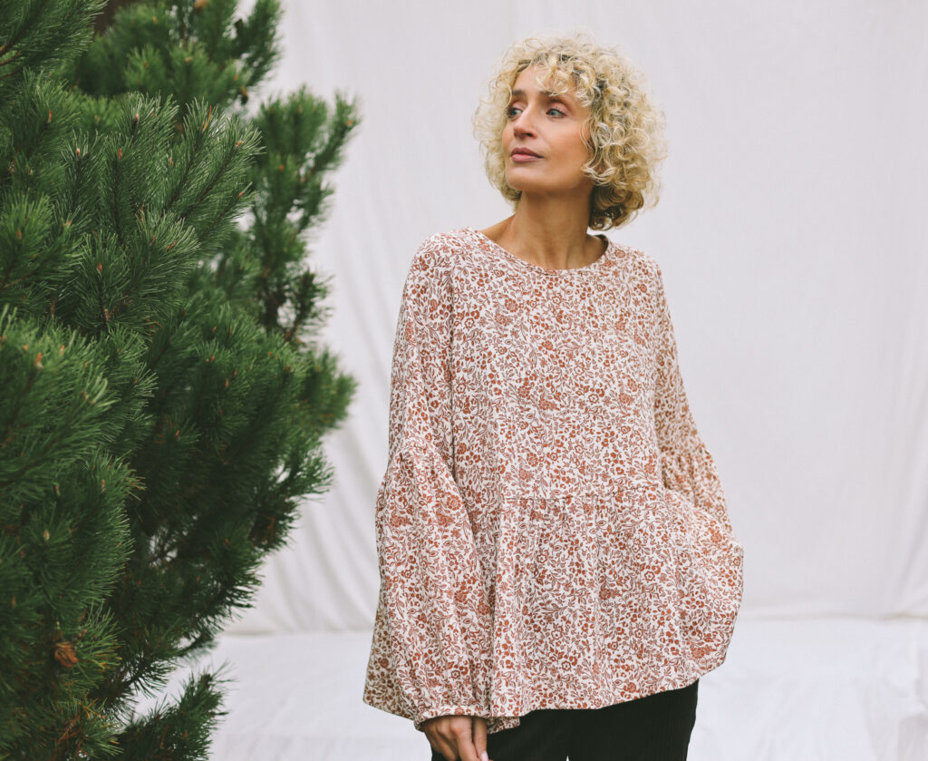 Oversized Dropped Shoulders Floral Double Gauze Blouse EVE | Blouse | Sustainable clothing | OffOn clothing