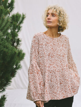 Oversized Dropped Shoulders Floral Double Gauze Blouse EVE | Blouse | Sustainable clothing | OffOn clothing