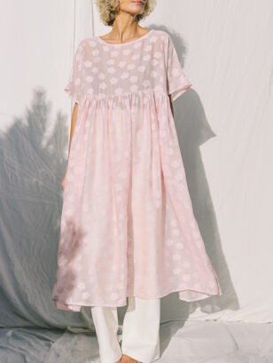 Oversized pink floral organza dress SILVINA | Dress | Sustainable clothing | OffOn clothing