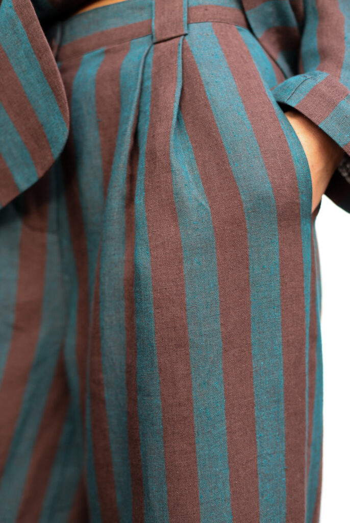 Striped Linen Wide Leg Palazzo Pants - Image 4