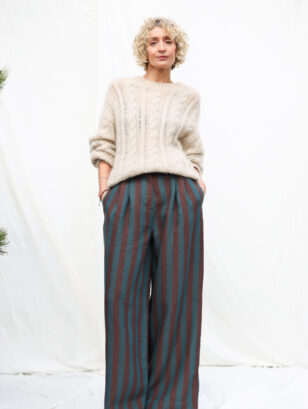 Striped Linen Wide Leg Palazzo Pants | Trousers | Sustainable clothing | OffOn clothing