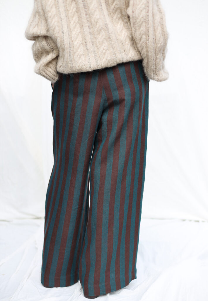 Striped Linen Wide Leg Palazzo Pants - Image 6
