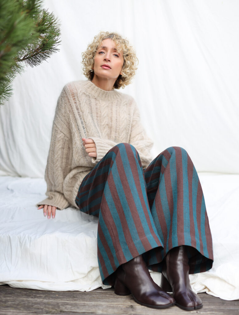 Striped Linen Wide Leg Palazzo Pants - Image 7