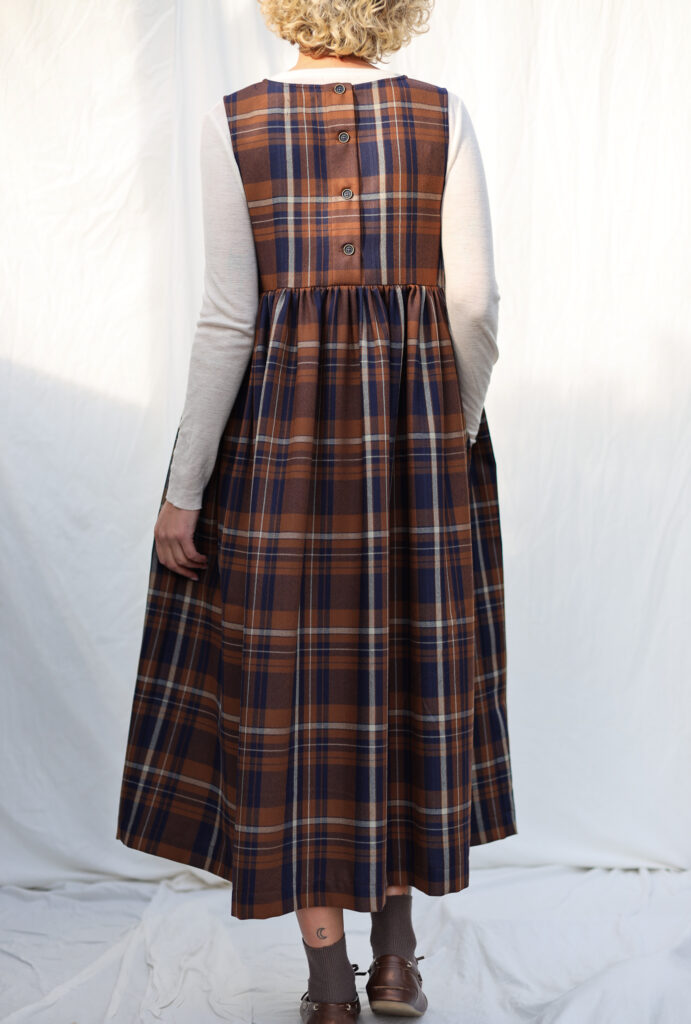 Plaid Wool Smock Dress with Ruffled Skirt - Image 3