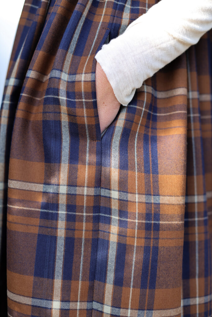 Plaid Wool Smock Dress with Ruffled Skirt - Image 5