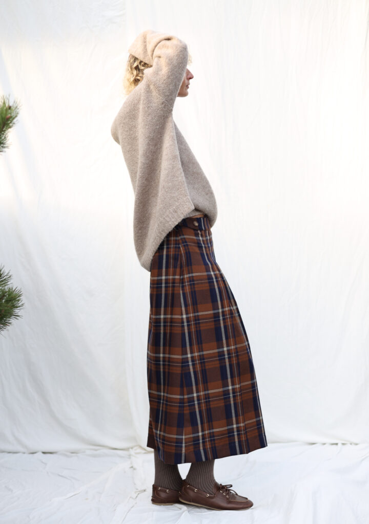 Wool plaid pleated wrap skirt - Image 2