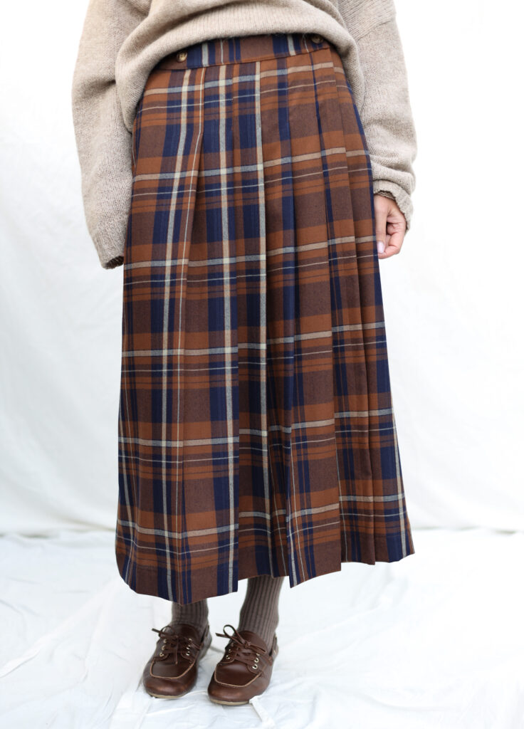 Wool plaid pleated wrap skirt - Image 4