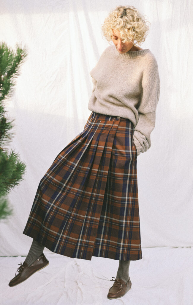 Wool plaid pleated wrap skirt - Image 5