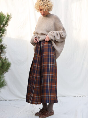Wool plaid pleated wrap skirt | Skirt | Sustainable clothing | OffOn clothing