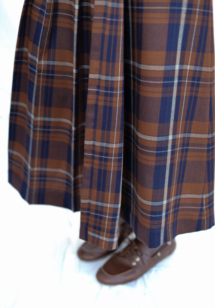 Wool plaid pleated wrap skirt - Image 6