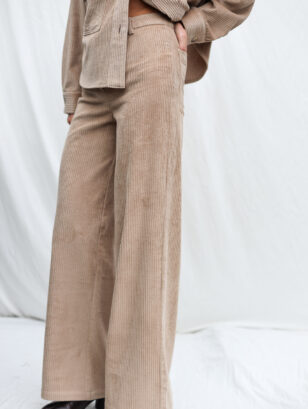 Wide Leg Sand Cord Pants LUNA | Trousers | Sustainable clothing | OffOn clothing