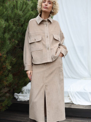 Oversized Wide Wale Cord Jacket in Sand Color | Jacket | Sustainable clothing | OffOn clothing