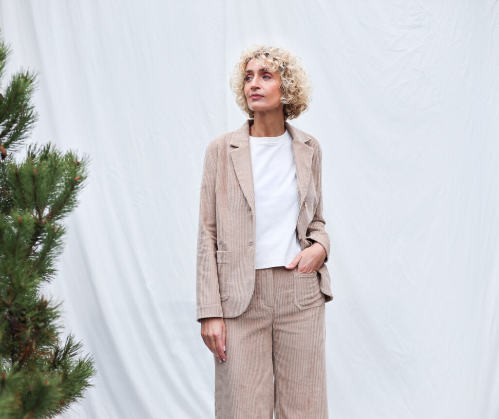 Wide Wale Cord Fitted Elegant Blazer - Image 6