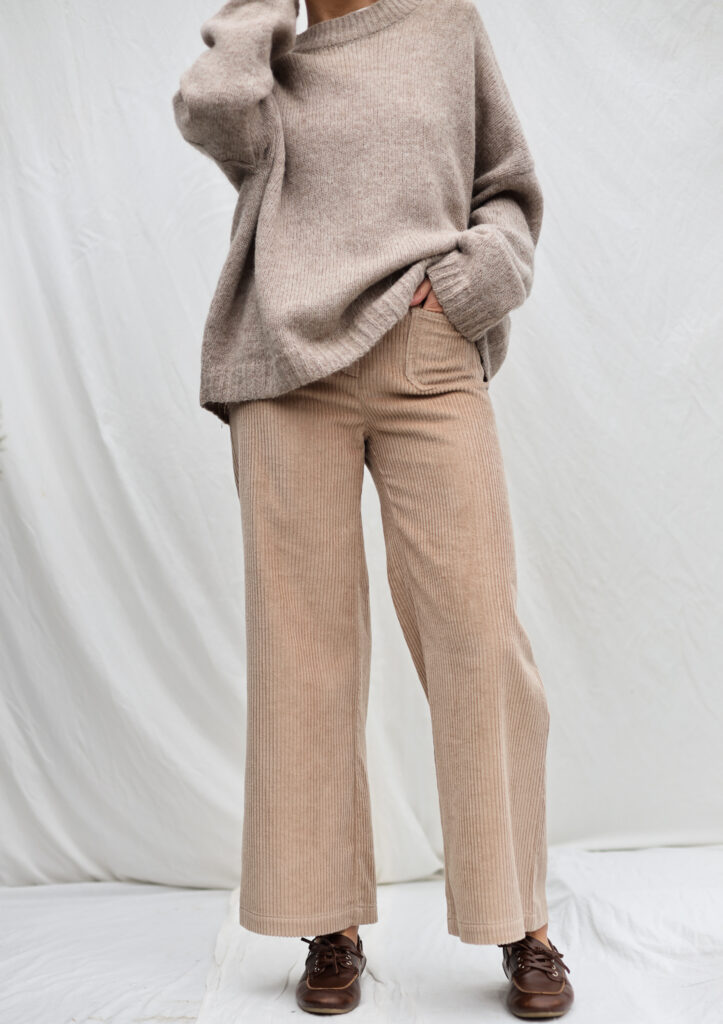 Wide wale sand cord vintage cut trousers | Trousers | Sustainable clothing | OffOn clothing