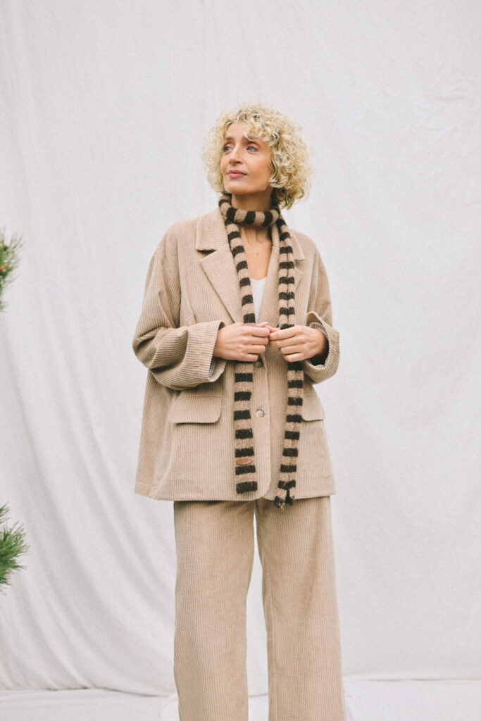 Wide Wale Cord Oversized Lined Blazer in Sand color - Image 1