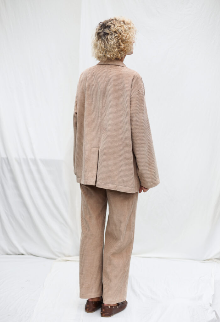 Wide Wale Cord Oversized Lined Blazer in Sand color - Image 3