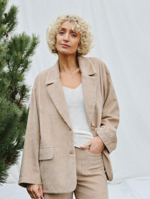 Wide Wale Cord Oversized Lined Blazer in Sand color | Jacket | Sustainable clothing | OffOn clothing