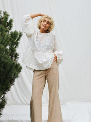 Wide Flared Leg High Waist Cord Trousers | Trousers | Sustainable clothing | OffOn clothing