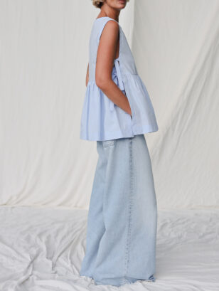 Sleeveless Organic Cotton Top with Ribbon Side Ties | Top | Sustainable clothing | OffOn clothing