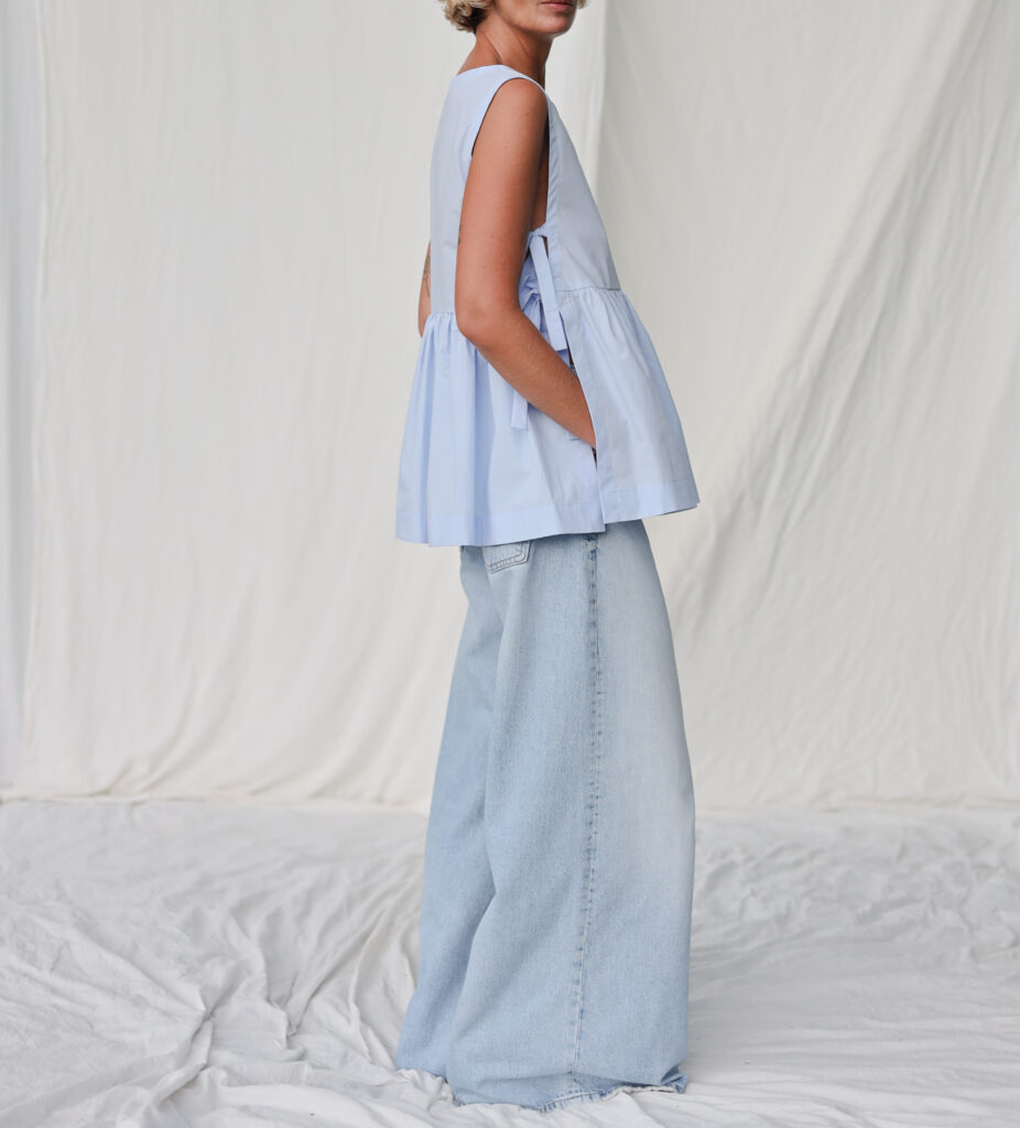 Sleeveless Organic Cotton Top with Ribbon Side Ties | Top | Sustainable clothing | OffOn clothing