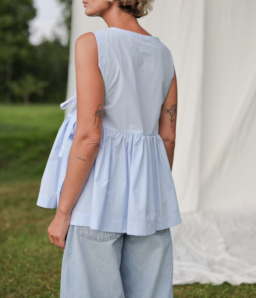 Sleeveless Organic Cotton Top with Ribbon Side Ties - Image 3