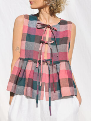 Sleeveless Linen Blouse with Ties | Blouse | Sustainable clothing | OffOn clothing