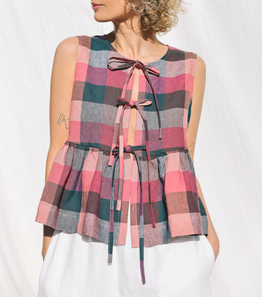 Sleeveless Linen Blouse with Ties | Blouse | Sustainable clothing | OffOn clothing