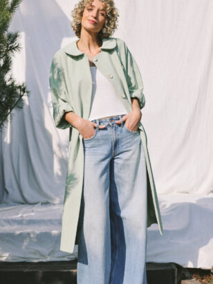 Oversized Heavy Linen Coat in Mint Color | Jacket | Sustainable clothing | OffOn clothing