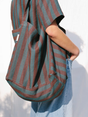 Striped Large Linen Tote Bag | Accesories | Sustainable clothing | OffOn clothing