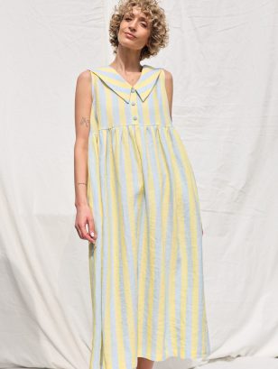 Sailor Collar Sleeveless Linen Dress BETTY | Dress | Sustainable clothing | OffOn clothing