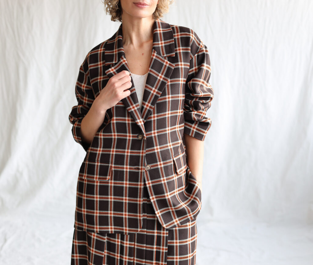Oversized Plaid Wool Blazer