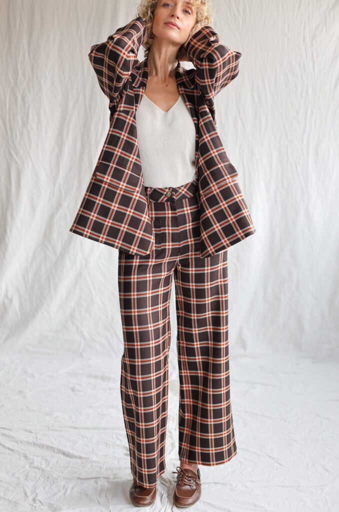 Oversized Plaid Wool Blazer