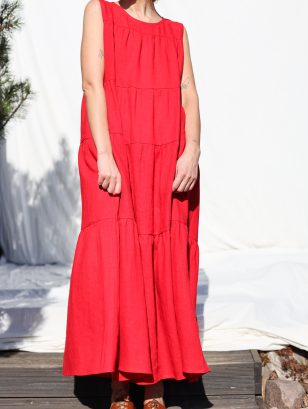 Sleeveless tiered Maxi linen dress JULIE | Dress | Sustainable clothing | OffOn clothing