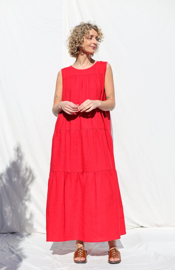 Sleeveless tiered Maxi linen dress JULIE | Dress | Sustainable clothing | OffOn clothing