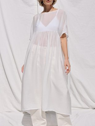 White oversized viscose organza dress SILVINA