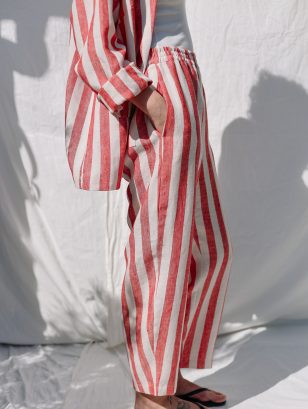 Striped linen balloon trousers VIVIAN | Trousers | Sustainable clothing | OffOn clothing
