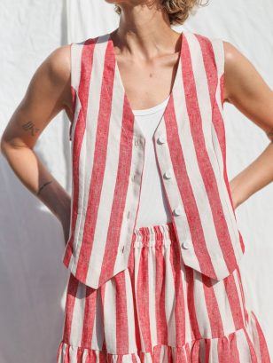 Exclusive striped linen waistcoat