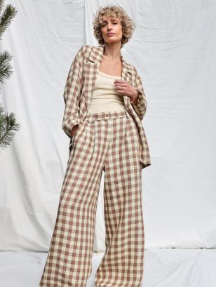 Elegant checkered linen matching suit | Suit | Sustainable clothing | OffOn clothing
