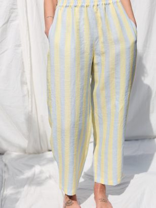 Striped balloon style linen trousers VIVIAN | Trousers | Sustainable clothing | OffOn clothing