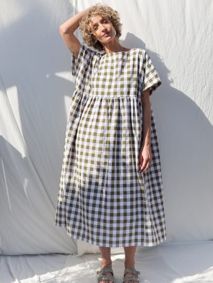 Oversized seersucker checks dress SILVINA