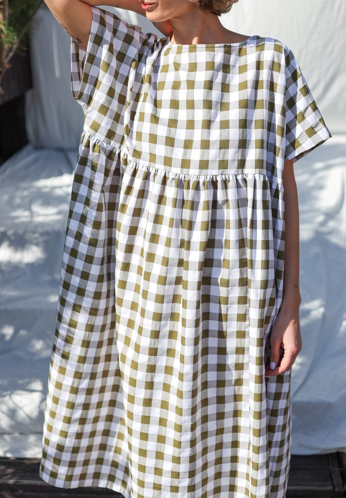 Oversized seersucker checks dress SILVINA - Image 1