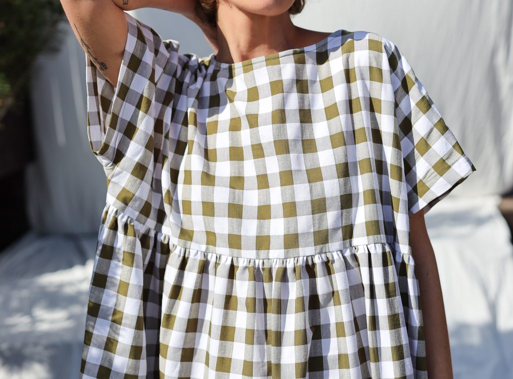 Oversized seersucker checks dress SILVINA - Image 6