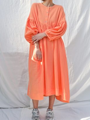 Double gauze oversized dress GRETA with voluminous sleeves | Dress | Sustainable clothing | OffOn clothing