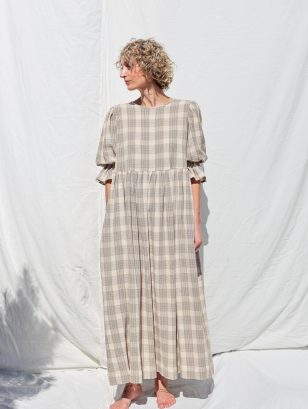 Double Gauze Puffy Sleeves Dress NINA | Dress | Sustainable clothing | OffOn clothing